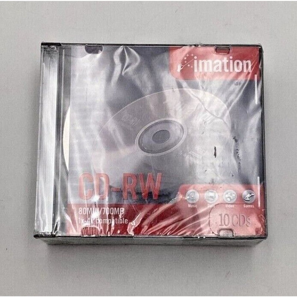 Imation CD-RW 10 Pack CDs 700 MB 80 Min 1X-4X Compatible Rewritable. NEW